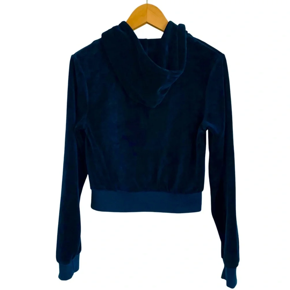 JOHN GALT / BRANDY MELVILLE Velour Full Zip Hoodie in Navy - New With Ta…